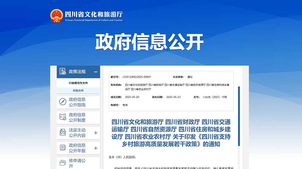 四川：六大部門(mén)聯(lián)合印發(fā)《若干政策》，推出11項(xiàng)措施，支持鄉(xiāng)村旅游高質(zhì)量發(fā)展！